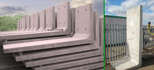 Reinforced L Shape Sectional Concrete Dividers / Retaining Walls